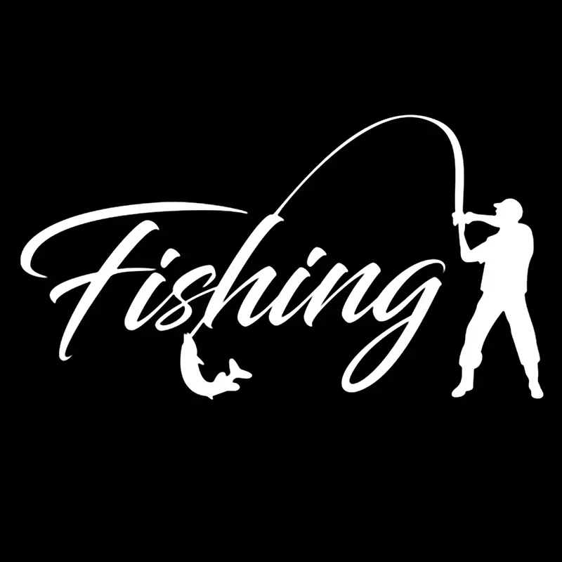 Jpct 20 * 11cm Funny pattern fishing car vinyl sticker, used for bumper, rear window white/black five color multiple sizes pvc