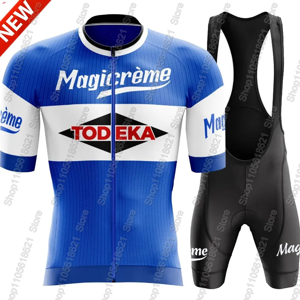 

Team Magicreme 2026 Cycling Jersey Set Summer Retro Vintage Cycling Clothing Men Short Sleeve Kit Road Bike Shirt Bib Shorts