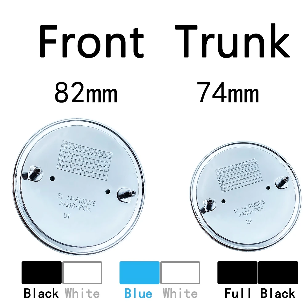 

2Pcs BMW emblem 74MM 82MM Front Hood emblem Rear Trunk logo For BMW E36 E46 E39 E60 F20 E90 E91 X5 E53 E87 E34 M Car Accessories