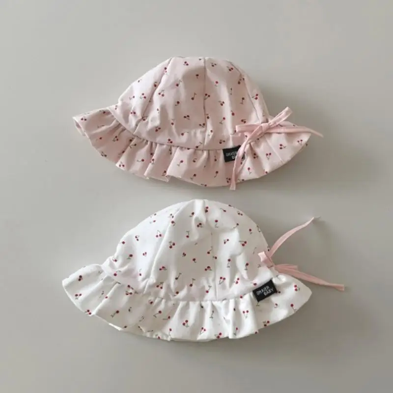 

16FE Spring Summer Baby Bucket Hat Comfortable Infants Cherry Print Fisherman