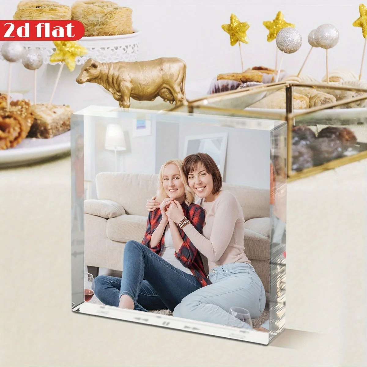1 Custom Acrylic Photo Frame – An Exclusive Gift for Families and Couples; Elegant Home Décor with a Minimalist, Modern Design.