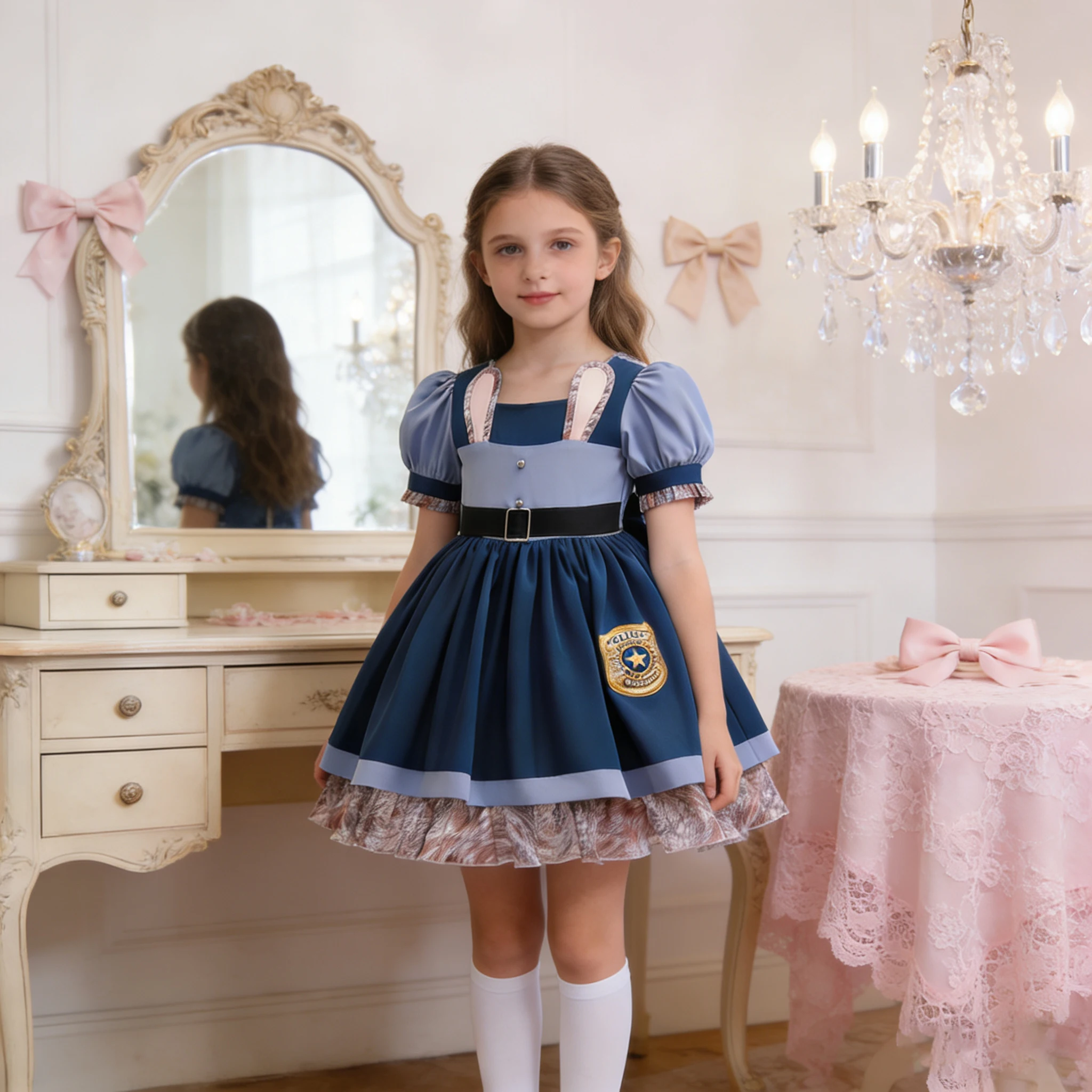 

Lolita Dress Girls Cartoon Bunny Jsk Dresses performance Mini Dress with socks short Sleeve Cute Princess Vestidos 4 8 9 10years