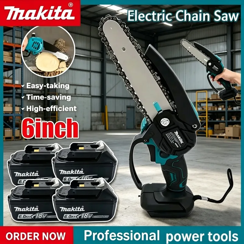 

Handheld Portable Garden Pruning Wood Power Tool, Makita 6 Inch Electric Saw Wood Logging Chain saw.