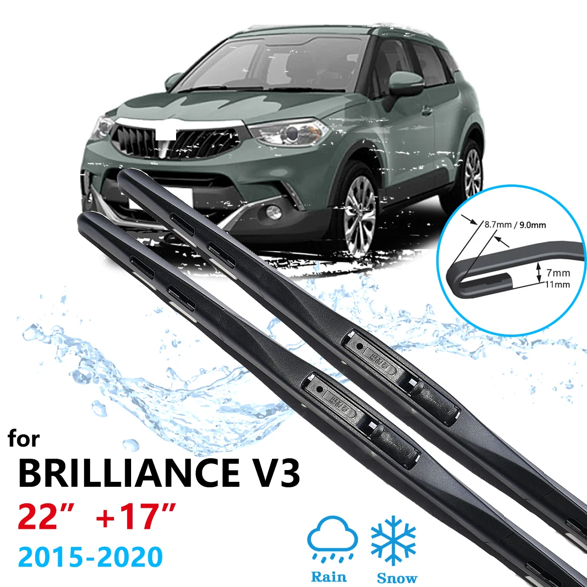 For Brilliance V3 2015 2016 2017 2018 2019 2020 Front Wiper Blades Window Brushes Cleaning Auto Windscreen Cleaning Accessories