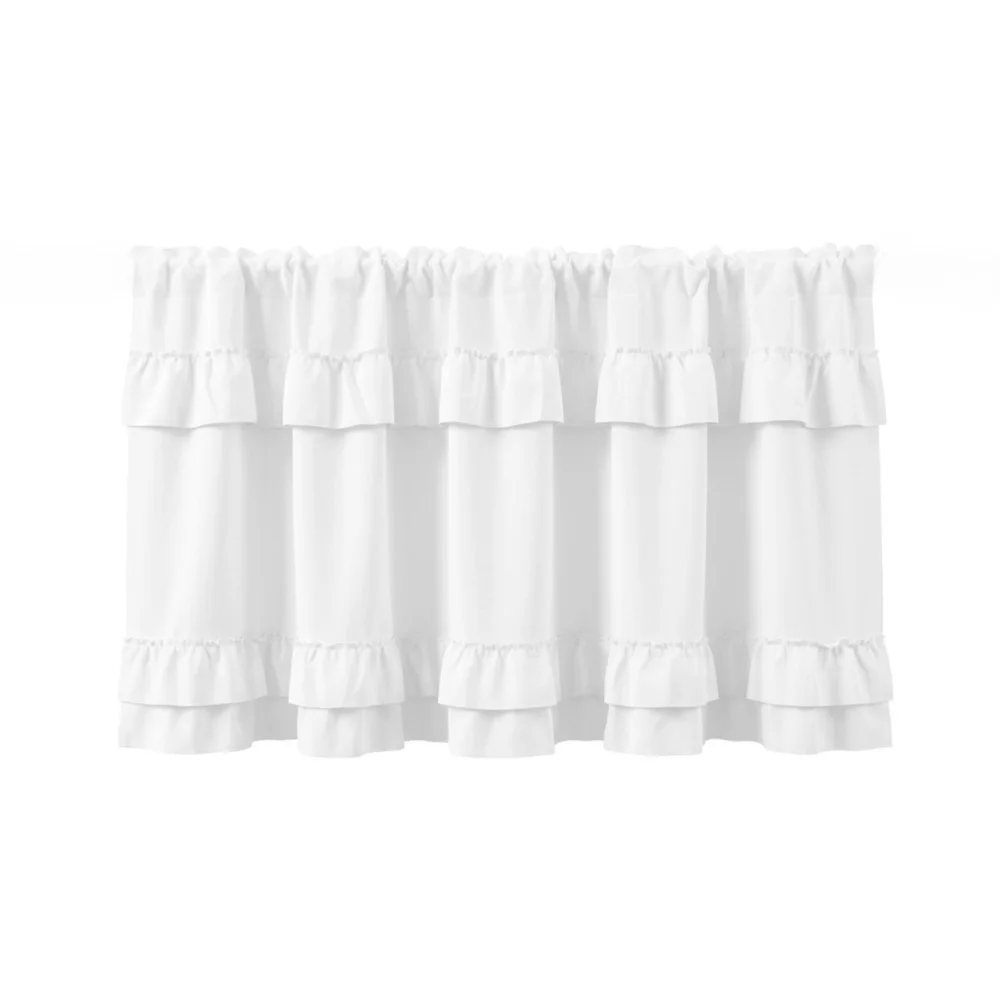 American Pastoral Style Ruffled Edge Kitchen Cabinet Short Curtain Through-shaft Design Decorative Short Window Drapes