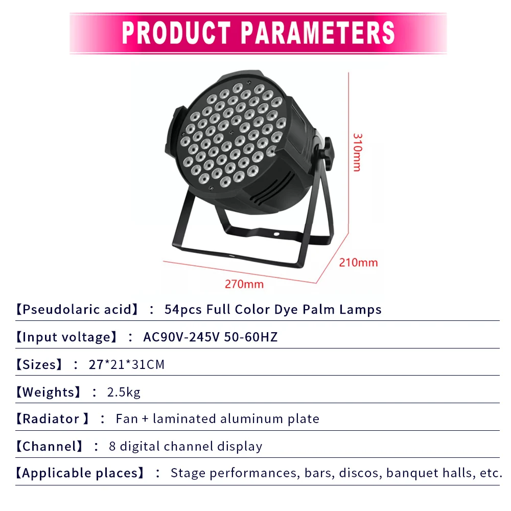 LED RGB 3W Full Color Par Lamp DMX512 Remote Control Stage Flat Par Lighting Performance Equipment Dyed Spotlight For Stage Show