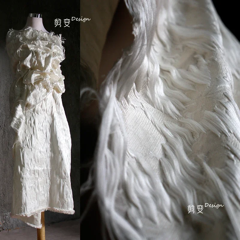 Brushed Jacquard Heavy Industry Three-dimensional Texture Line Fabric Creative Skirt High-end Hanfu Cutting Designer Fabric