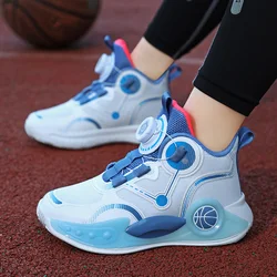 Kids Sports Shoes Rotating Buttons Design Child Basketball Shoes Boys High Top Sneakers Non-slip Running Basketball Shoes 31-40