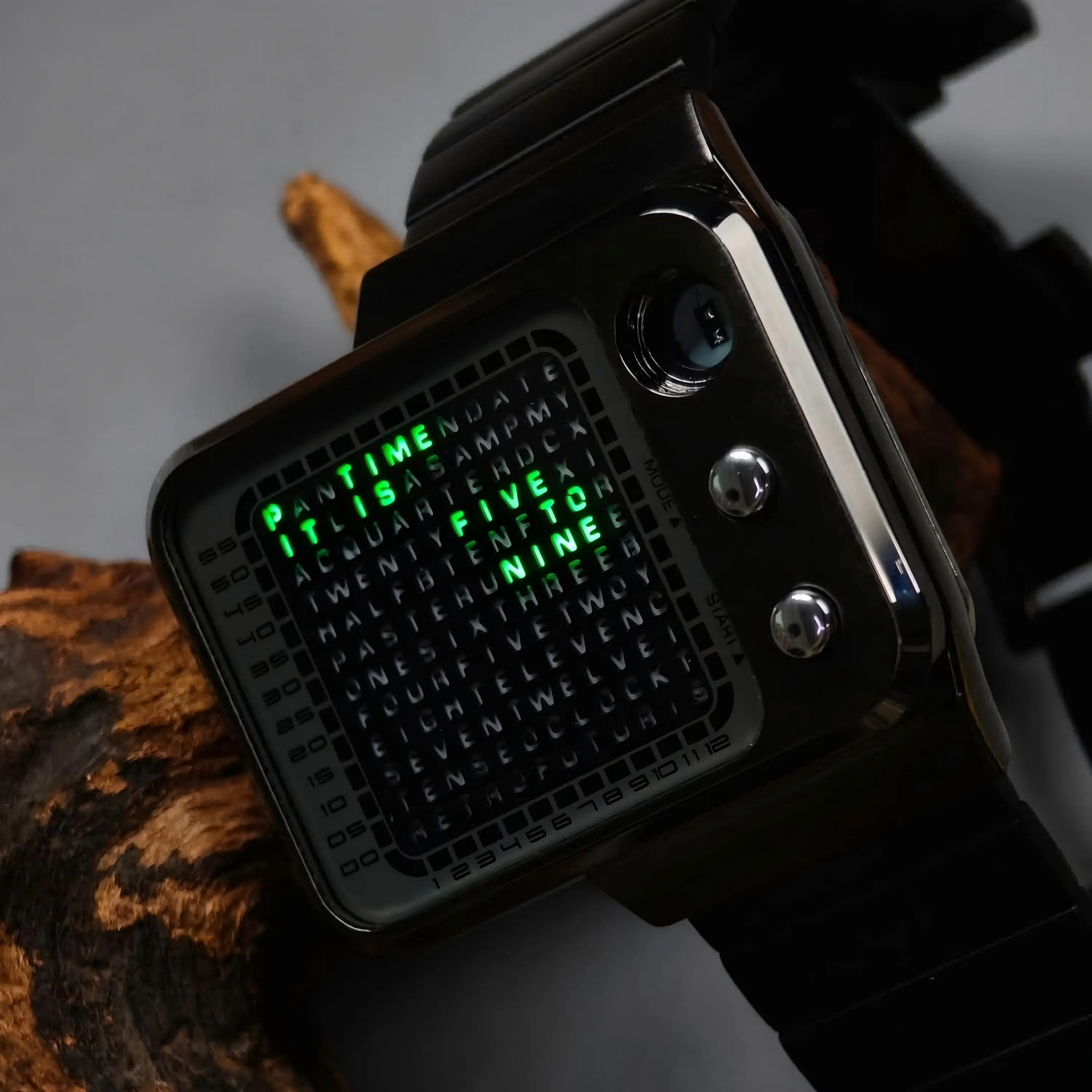 BENLYWATCH Radar Men Retro LED Digital Watches For Man Word Matrix Display Stainless Steel  Waterproof  Cyber Personalized Watch