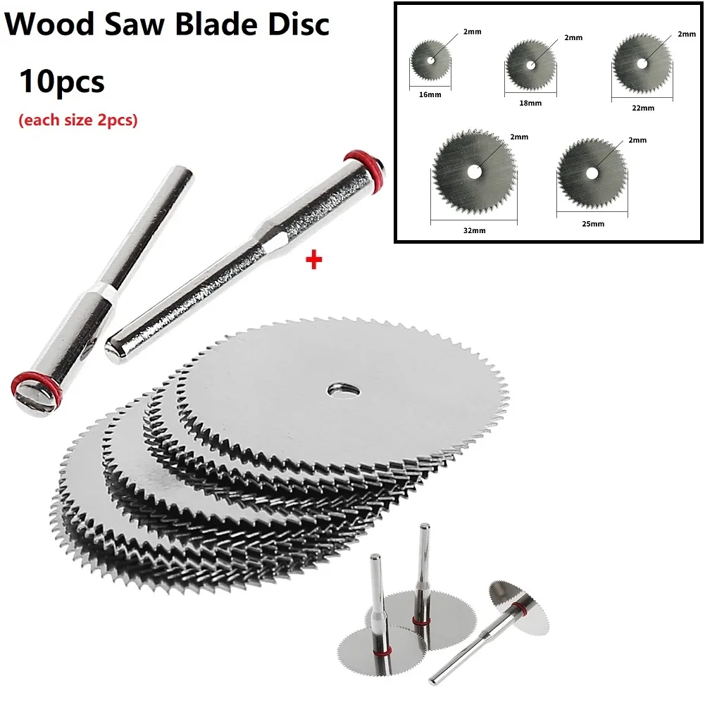 12pcs Mini Circular Saw Blade Carbon Steel Rotating Tool Cutting Discs With Mandrels Woodworking Tools For Cutting Wood Plastic