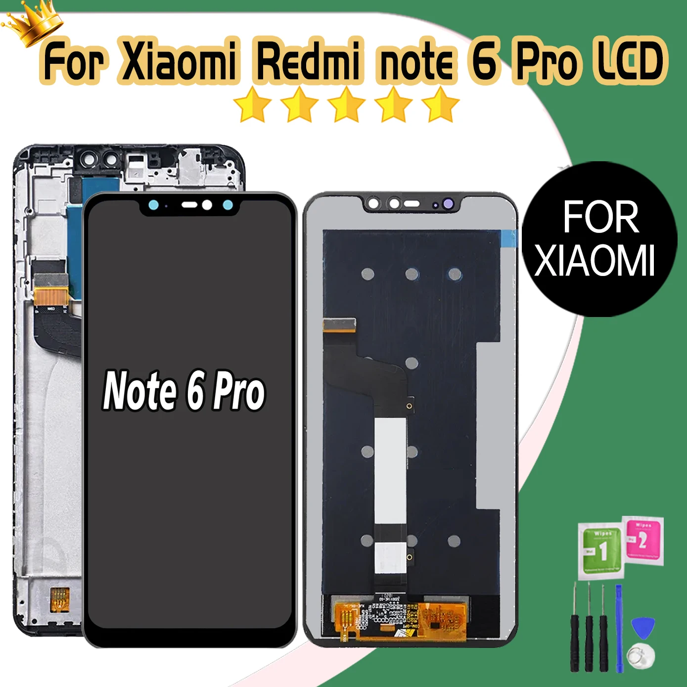 Tested 6.26\'\'LCD For Xiaomi Redmi Note 6 Pro LCD Display Touch Screen For Redmi Note 6 M1806E7TG Digitizer Assembly Replacement