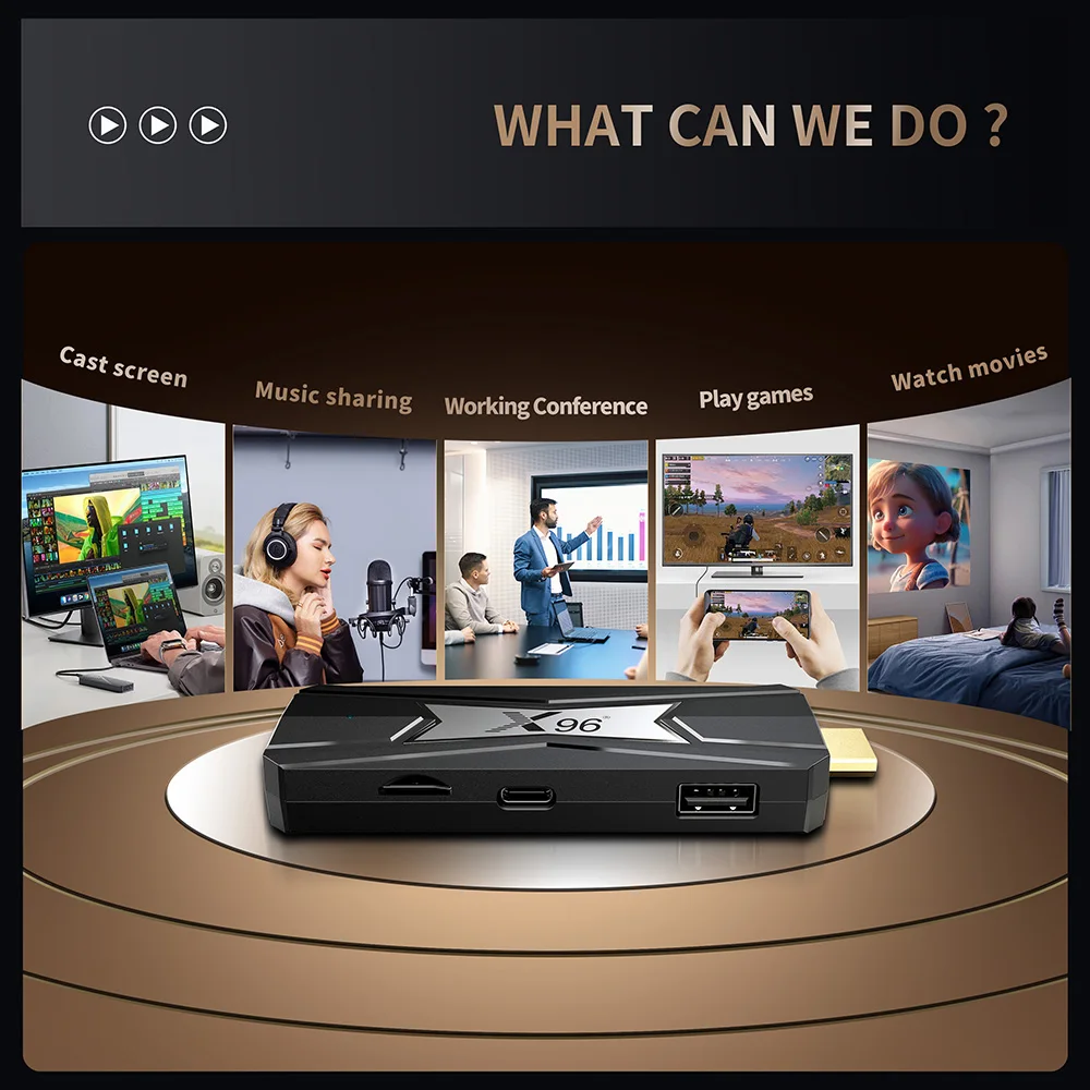 X96S 4K TV Stick Android 9.0 Mini PC 4GB 32GB Amlogic S905Y2 Quad Core 2.4G e 5GHz Dual Wifi BT4.2 1080P H.265 Miracast TV Dongle