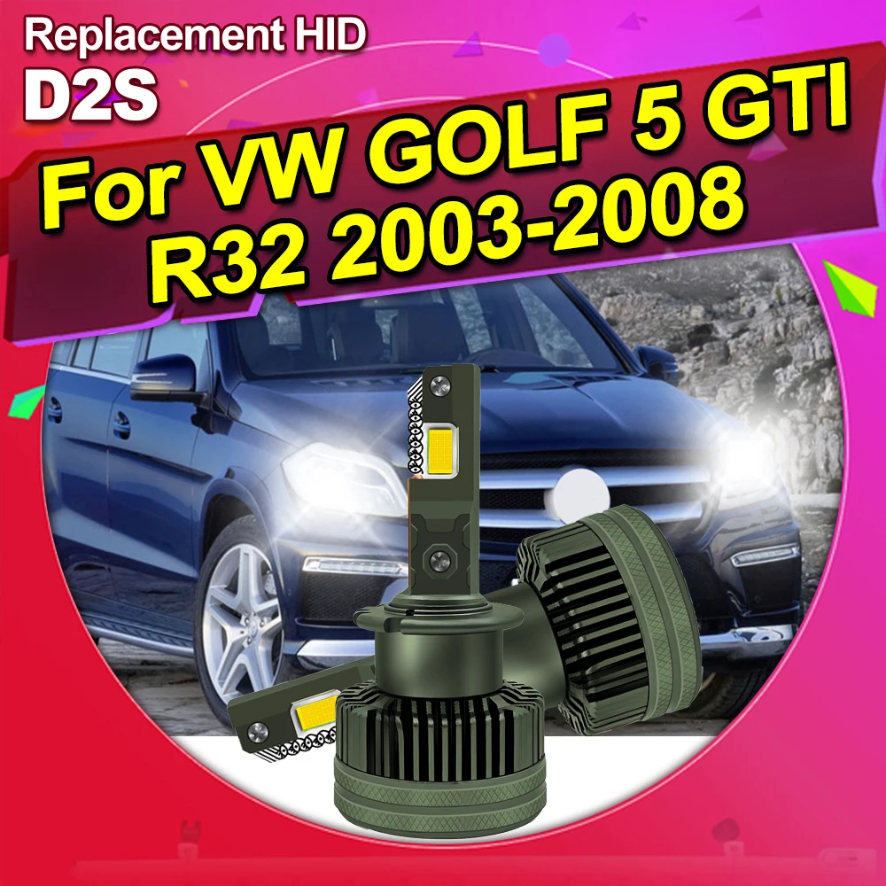 

For VW GOLF 5 GTI R32 2003-2008 Pair D2S LED Bulbs White 6000K Xenon Replacement HID Light Bulbs