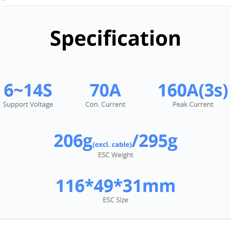 T‑MOTOR V150A 14S 150A ESC PWM CAN Protocol DC Brushless For VTOL Quadcopter Hexacopter Multirotor UAV Drone