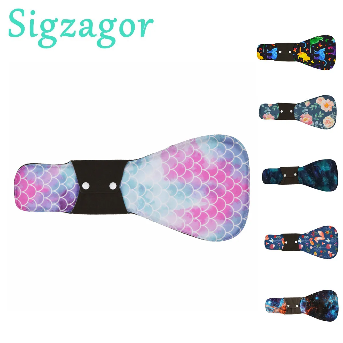 

[Sigzagor] Тканевая менструальная прокладка XXL, гигиеническая, бамбуковый, уголь, многоразовая, для ночного периода, многоразовая, моющаяся, 16 дюймов