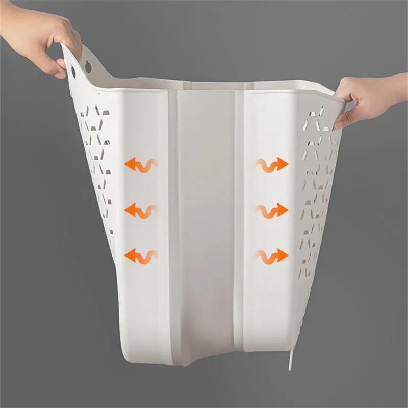 Portable Plastic Home Foldable Laundry Basket Hollow Bathroom Wall-Mounted Dirty Clothes Toy Storage Basket Organizer Accessorie