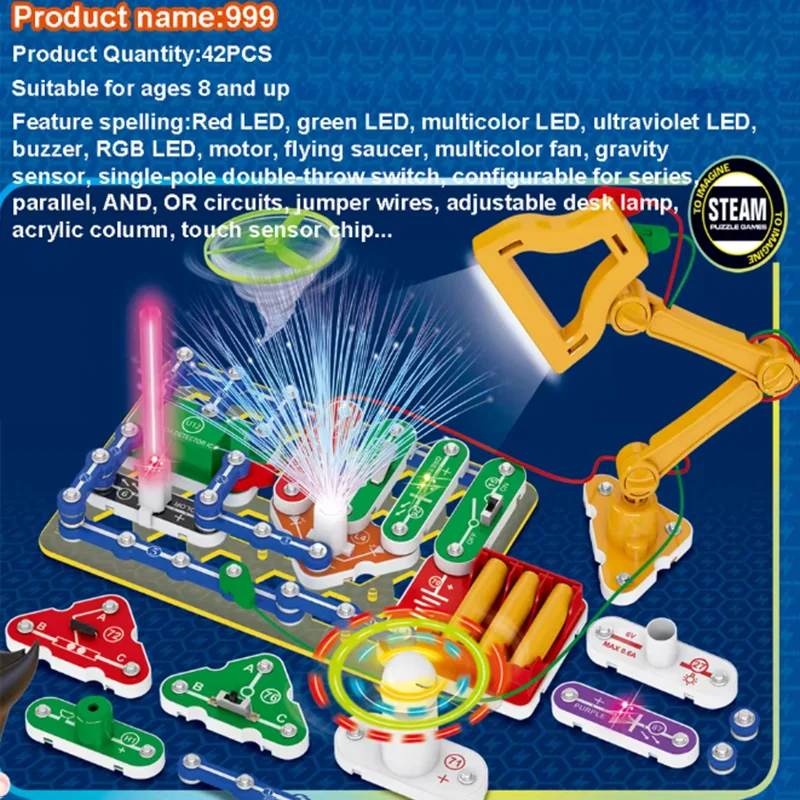 STEM Education Building Blocks Electronic Science Physics Technology Experiment New Toy Set Gift for Children Birthday