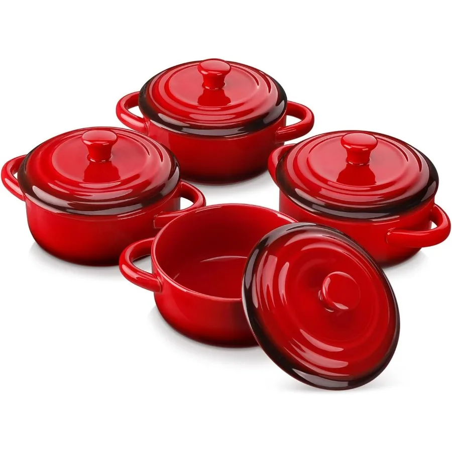 

Mini Cocotte Set,12 OZ Small Casserole Dishes with Lids, Soup Bowls With Handles,Individual Baking Ramekins,Oven, Microwave & Di