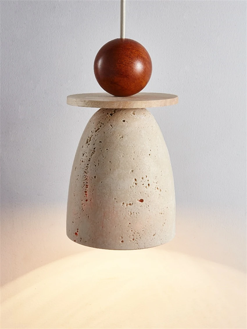 

French vintage solid wood marble pendant lights restaurant lights art Japanese wabi-sabi bedroom bar bedside lamps lighting