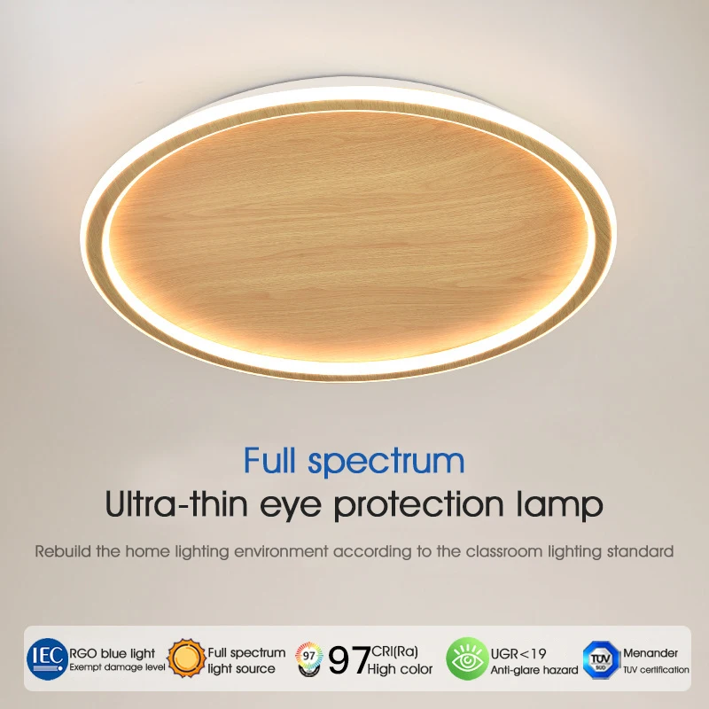 

Led Ceiling Lights Wooden Grain Round Ceiling Lamp for Living Room Bedroom Lighting Modern Home Decor Ceiling Fixture Luminary