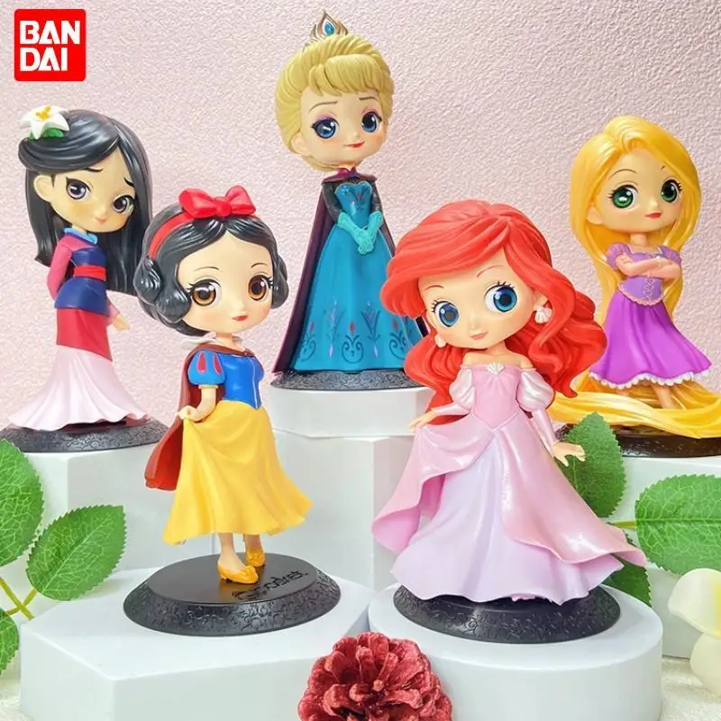 

14cm Bandai Q Edition Disney Princess Ice And Snow Strange Love Elsa Ariel Belle Snow White Mermaid Mulan Cute Toy Doll