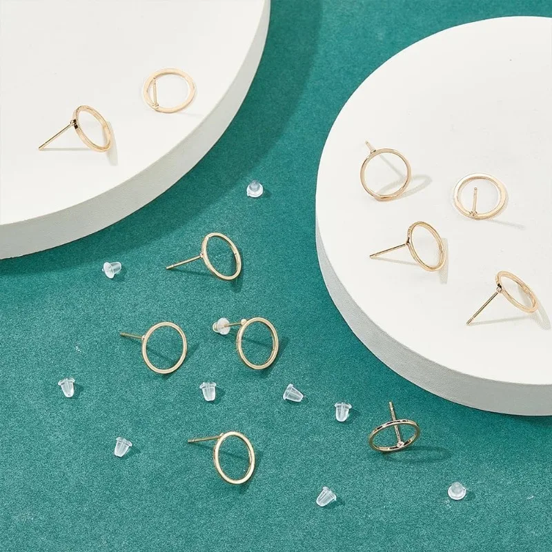 20PCS 18K Real Gold Plated Simple Circle Earring Studs Minimalist Geometry Earring Posts for Valentine\'s Day Anniversaries