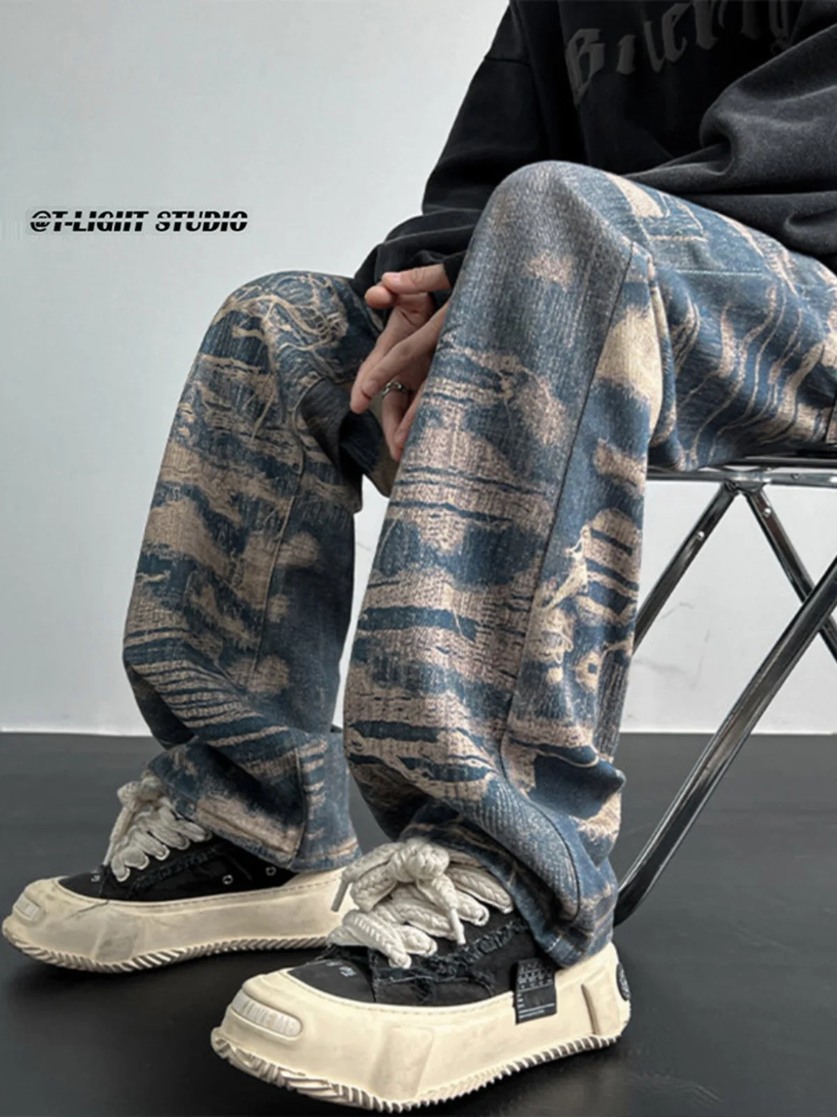 

Мужские джинсы American High Street Slim Fit с расклешенными штанинами, модные, стильные, в уличном стиле, с камуфляжным принтом, молодежные, модные