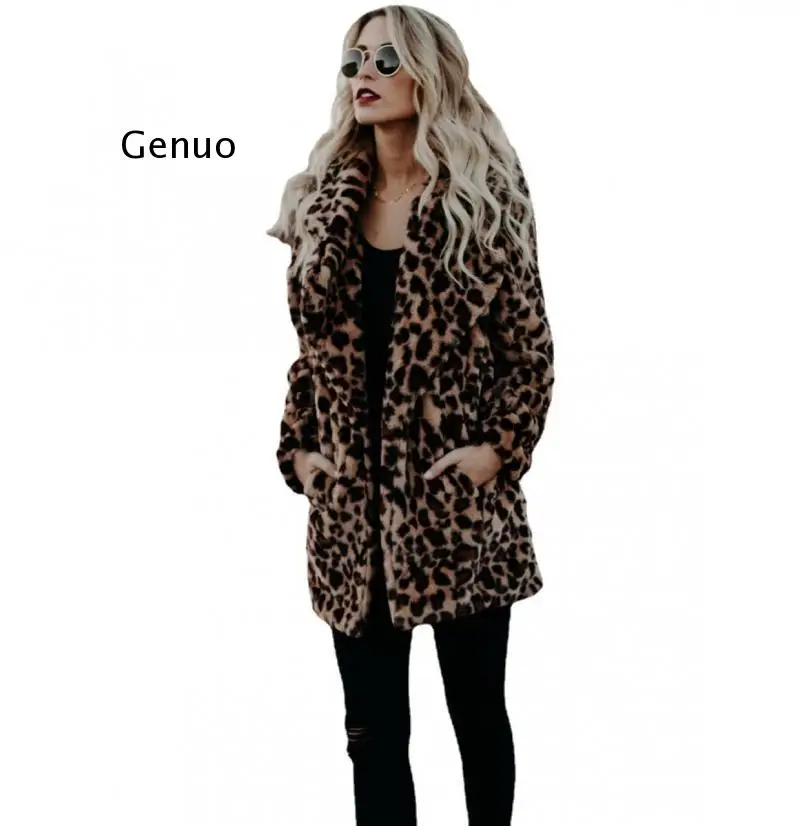 Women New Winter Faux Fur Coats Vintage Leopard Female Loose Warm Coats Casual Street Lady Animal Print Thick Outwears