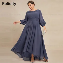 Plus Size matka panny młodej ubiera 2023 szyfonowe plisy w stylu a-line aplikacja suknia dla gościa weselnego Vestidos para Mujer Elegante