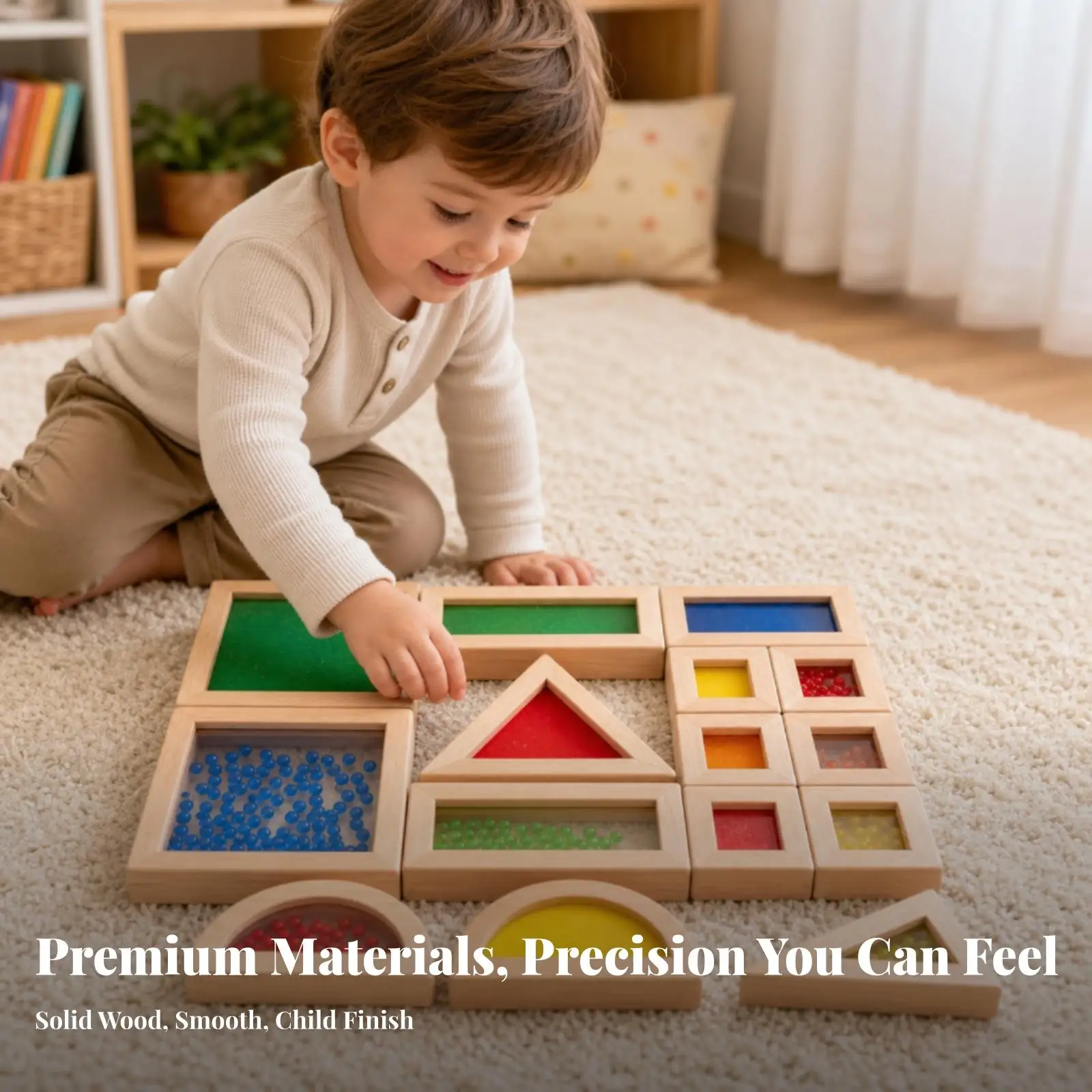 15PC Rainbow Building Blocks for Toddlers Wooden Acrylic Light Table Stacking Educational Toy