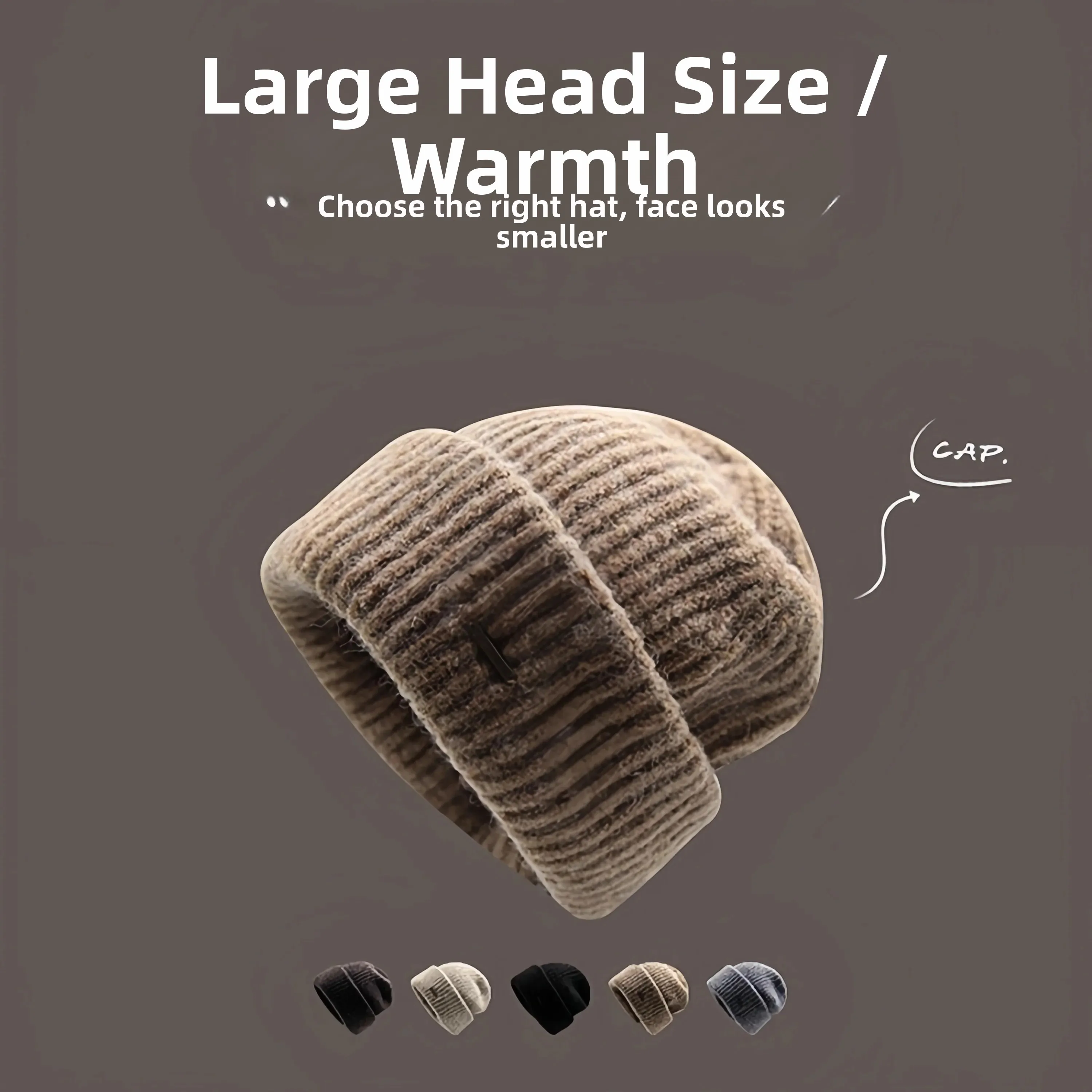 

Men's Knitted Wool Blend Warm Loose Fit Winter Cap Autumn Street Style High Top Non-Adjustable Knit Hat for Couples
