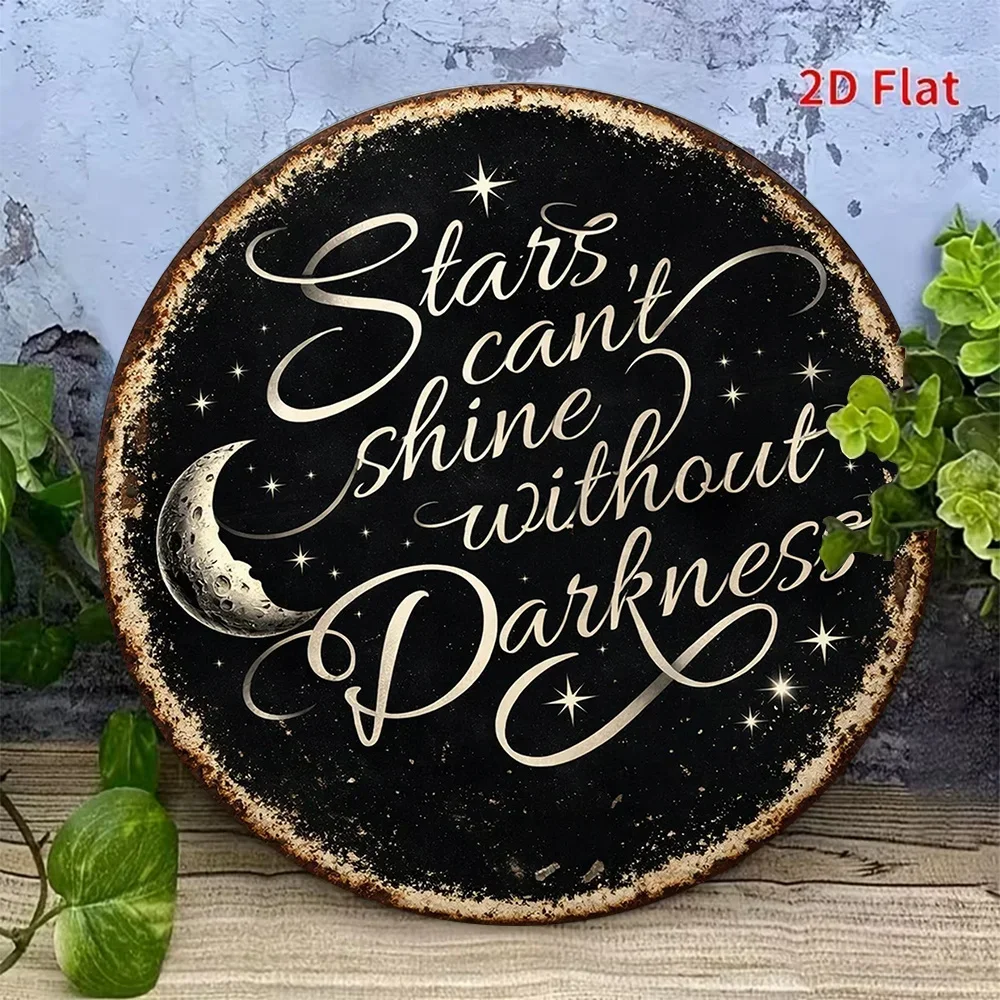 2D Flat - 【2D Flat】 2D Flat Print 1pc Metal Iron Sign. Round Sign | Inspirational Quote 