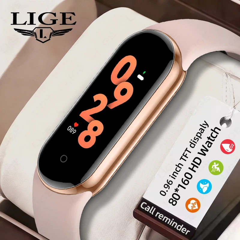 

LIGE 2026 Mini Smart Bracelet Men Women IP68 Waterproof Bluetooth Man Wristbands Heart Rate Blood Oxygen Monitor Men Smart Watch