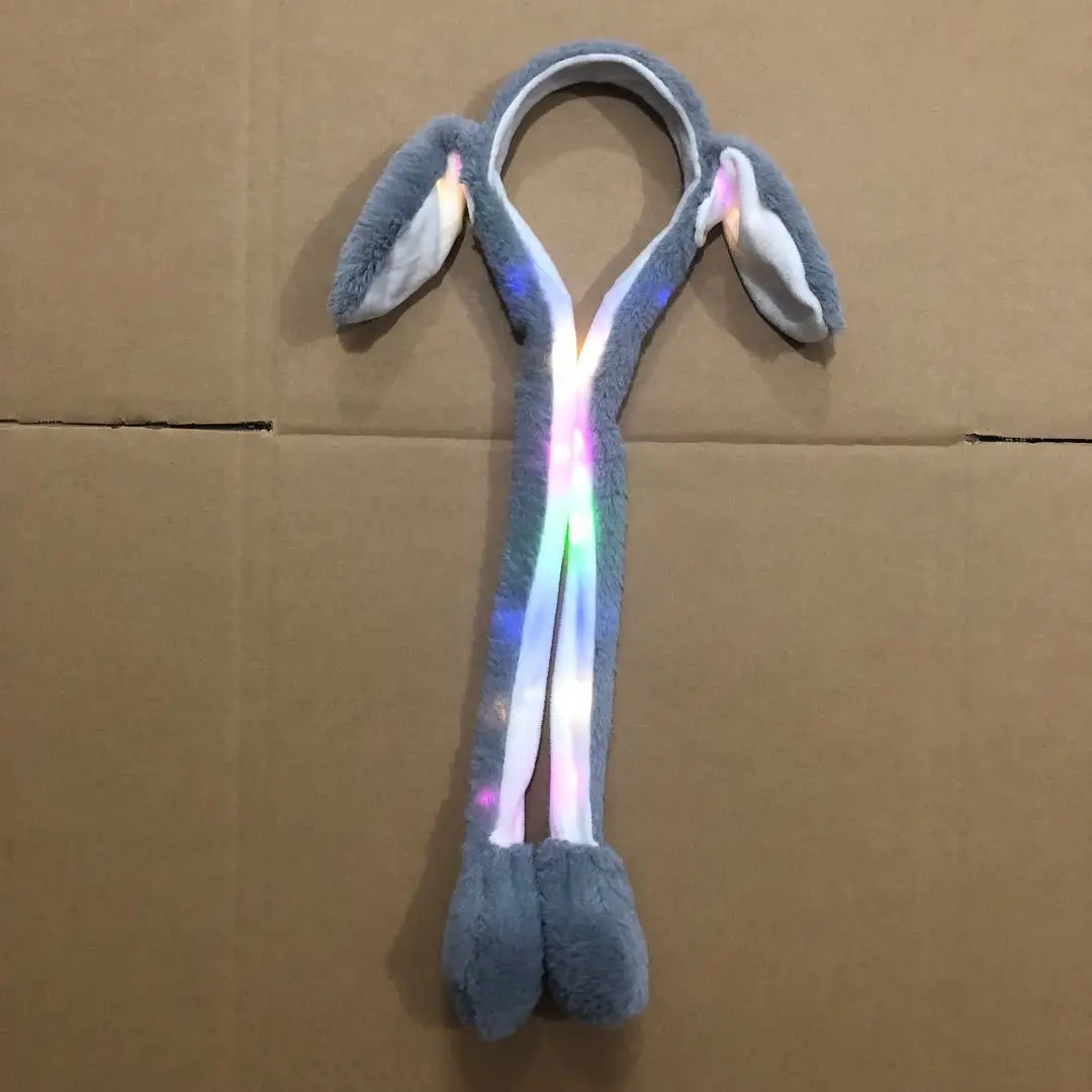 1pc LED Light Up Rabbit Headband with Moving Ears Luminous Kids Adult Christmas Gifts Bunny Long Plush Toy HairHoop Party Props