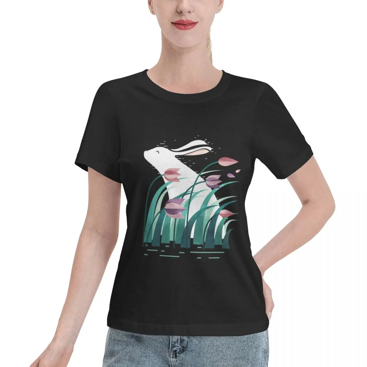 Top Rated Rabbit Resting Oversized Women's T-shirt Autumn Outfit Plus Size Women Tee