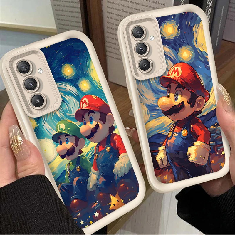 Starry M-Marios Bros Phone Case For Samsung Galaxy S24 S23 S22 S21 Ultra Plus FE A54 A34 A14 A73 A53 A33 5G Soft Silicone Cover