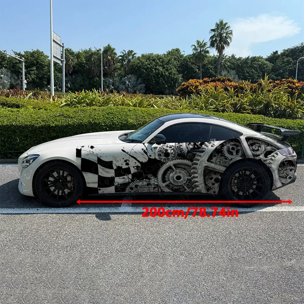 2pcs Gear Industrial Spirit, Durable, Fade-resistant, Enhance Vehicle Aesthetics With Bold Artistic Design Car Vinyl Wraps