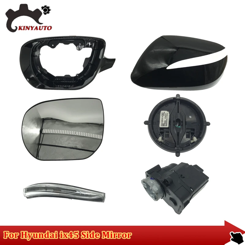 For Hyundai Ix45 Side External Rearview Mirror Lens Glass Turn Signal Light Lamp Lower Lid Shell Frame Cover Holder