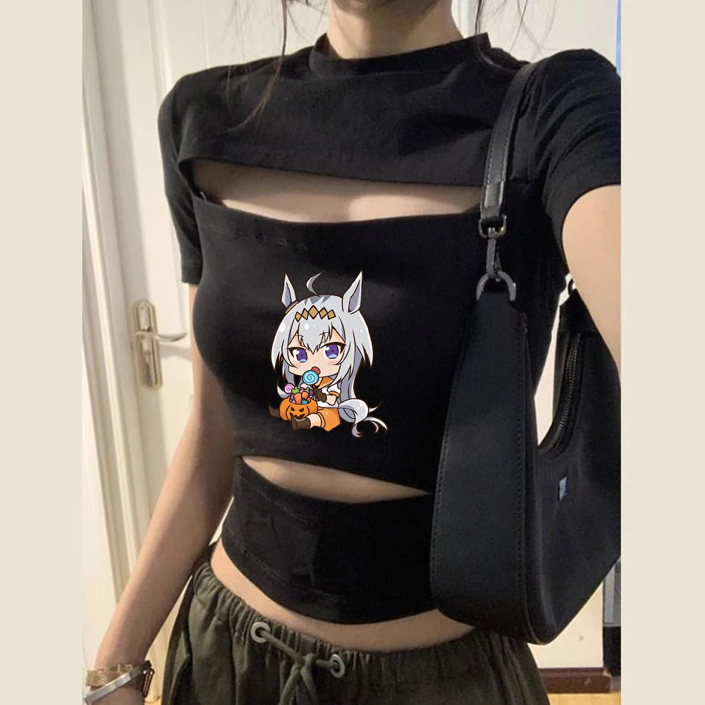 Umamusume Pretty Derby cropped top female dollette y2k japanese harajuku graphic tshirt gyaru cheap meme