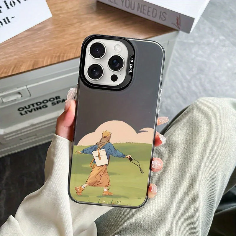 

Landscape and girl patterns phone case for iPhone 16 15 14 13 12 11 Pro/ Max/Plus shock-proof rear cover anti-fingerprint