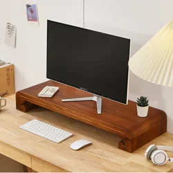 Solid Wood Monitor Riser Office Desktop Computer Stand Screen Height Shelf with Storage Tatami Low Table Organizer for Home