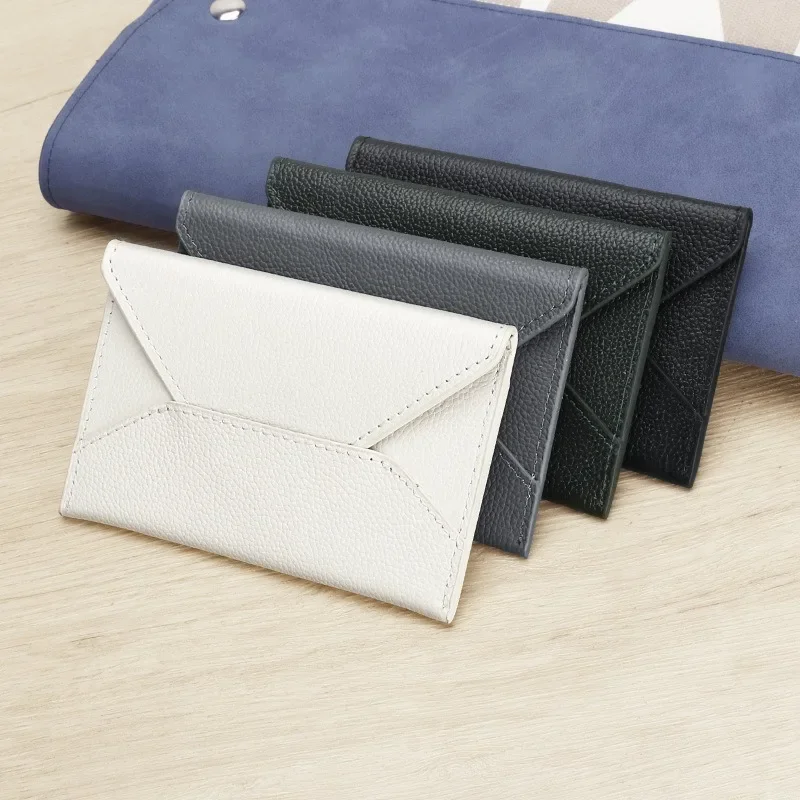 Genuine Cow Leather ID Card Holder Men Business Bank Credit Card Case Slim Coin Purse Gray Money Bag Women Card Holders Wallet