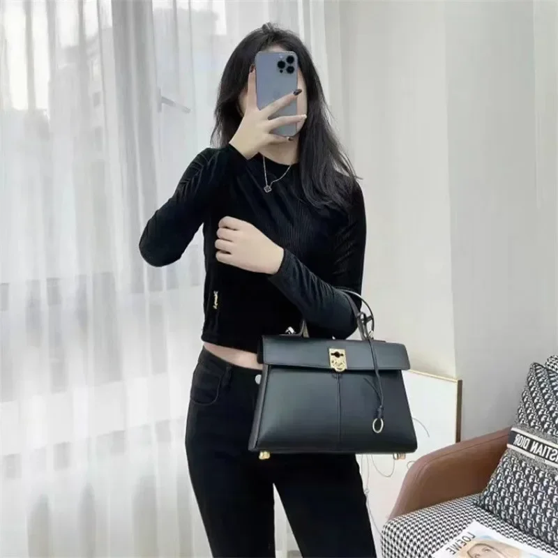 Light Luxury High Quality Business Women Briefcase Ladies Handbag Cowhide Wallet 2024 Multifunctional Trapezoidal Crossbody Bag