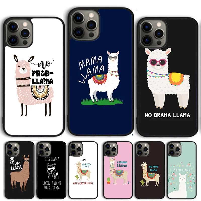 No Drama Llama No Prob llama Alpaca Phone Case Cover For iPhone 15 16 14 13 12 Pro Max mini 11 Pro Max XS XR Plus Coque