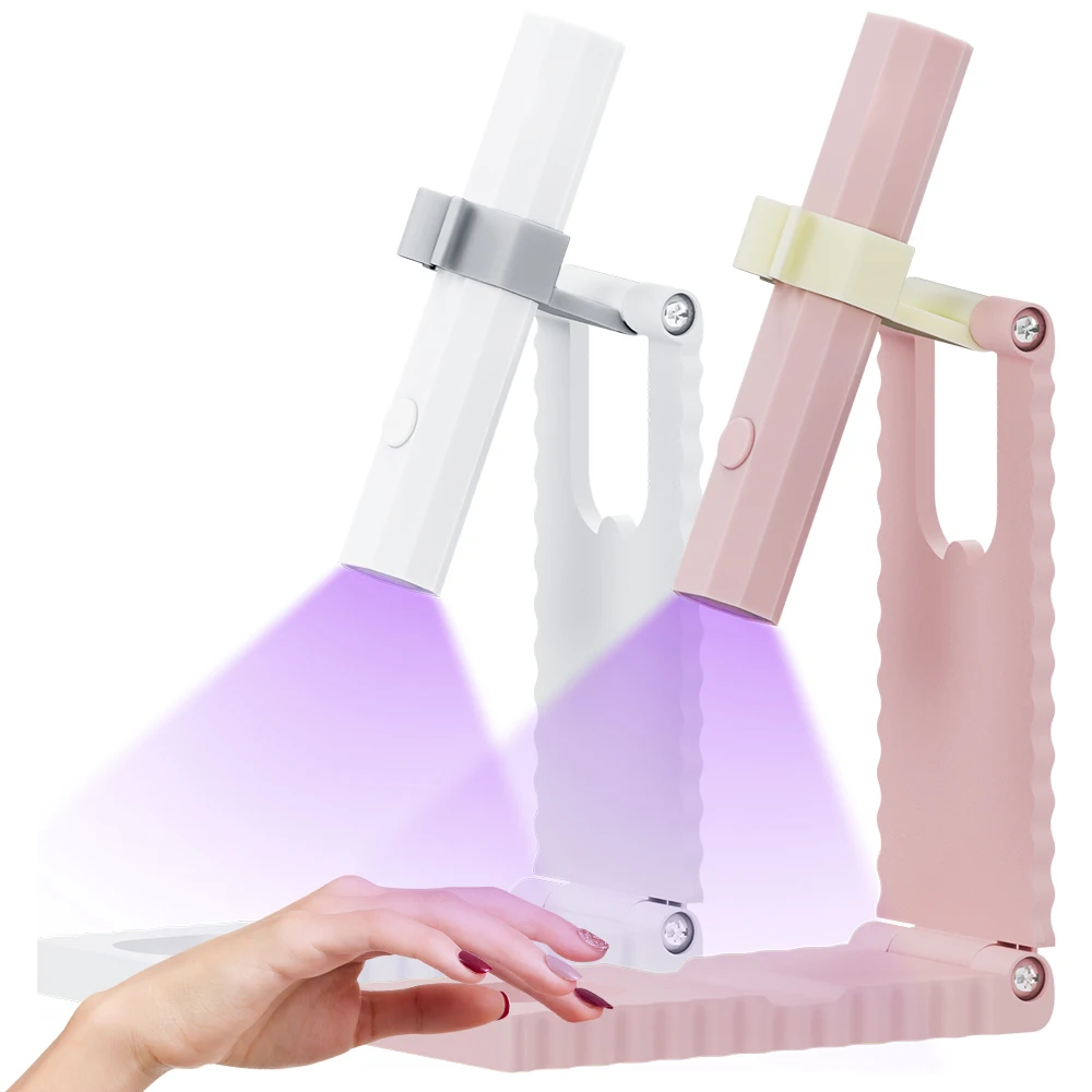 Luce UV per unghie con timer e supporto, mini lampada UV LED portatile per unghie, essiccatore per unghie ricaricabile per unghie in gel e manicure fai da te