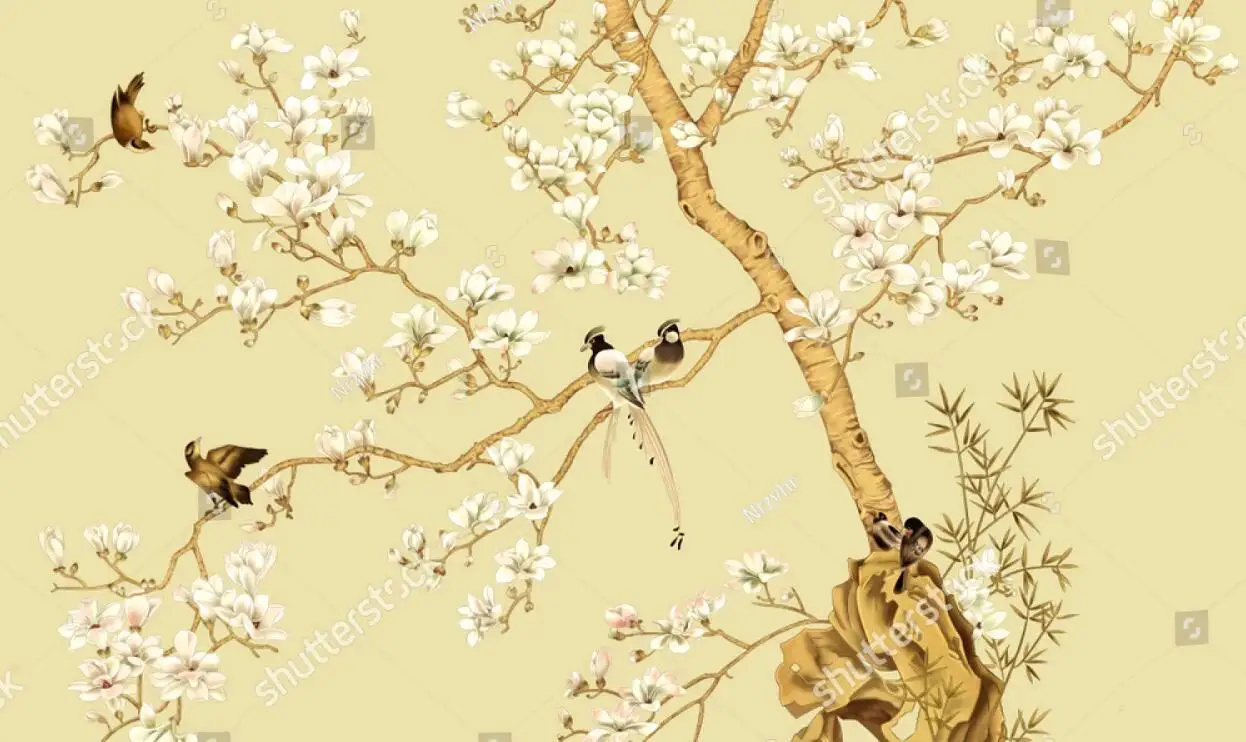Nach Amerikanischen retro blume vogel tapete schlafzimmer wohnzimmer veranda wandbild kunst wand papier home TV hintergrund 3D wandverkleidung