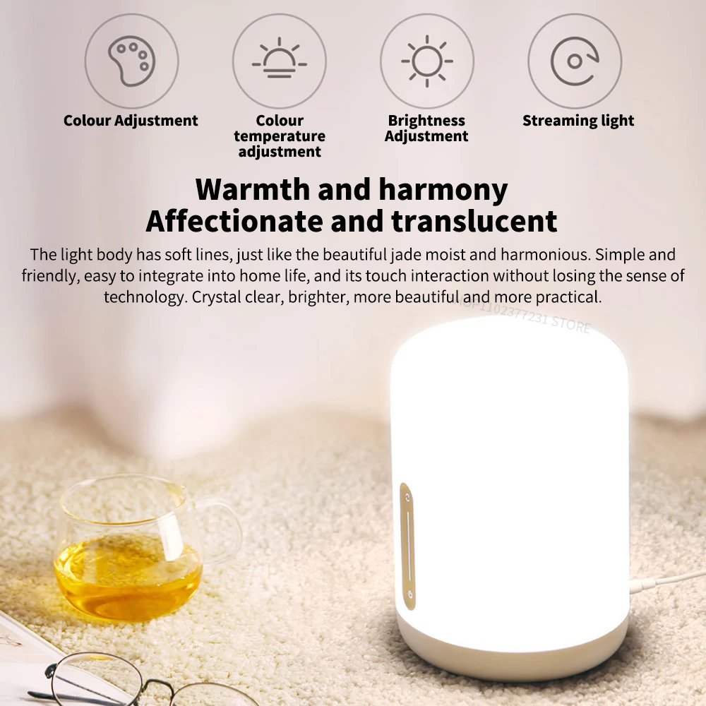 Xiaomi Mijia Bedside Lamp 2 Smart Table LED Night Light Colorful 400 Lumens Bluetooth WiFi Touch Control for Apple HomeKit Siri