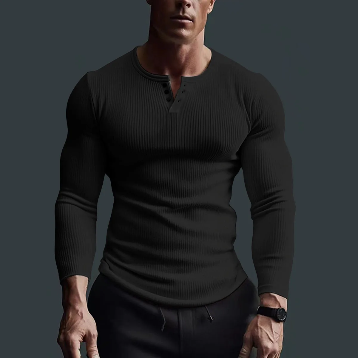 メンズカジュアルワッフルフィットネス Tシャツ長袖無地ファッション V ネック通気性 Tシャツ男性ジョガースポーツカジュアル Tシャツトップス