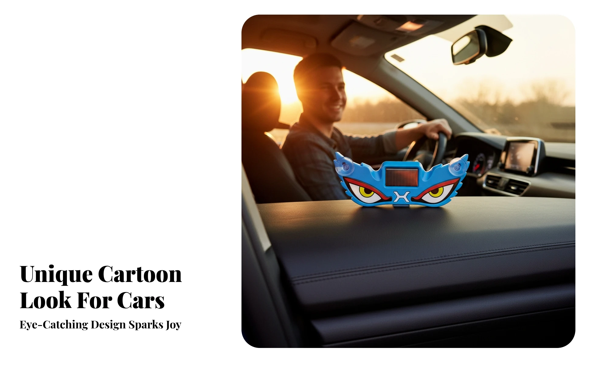 Evil-eye Shaped Suction Cup Car Light Solar Ambient Lighting for Automobile Cabin Personalization