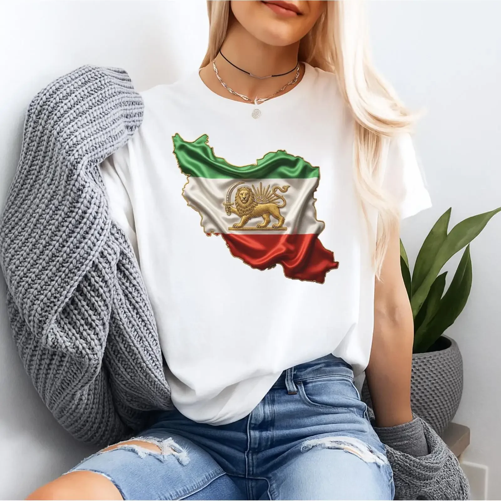 Pahlavi Flag Shir o Khorshid Persian T Shirt Iranian Heritage Lion and Sun Iran vintage Washed Comfortable Unisex Slightly